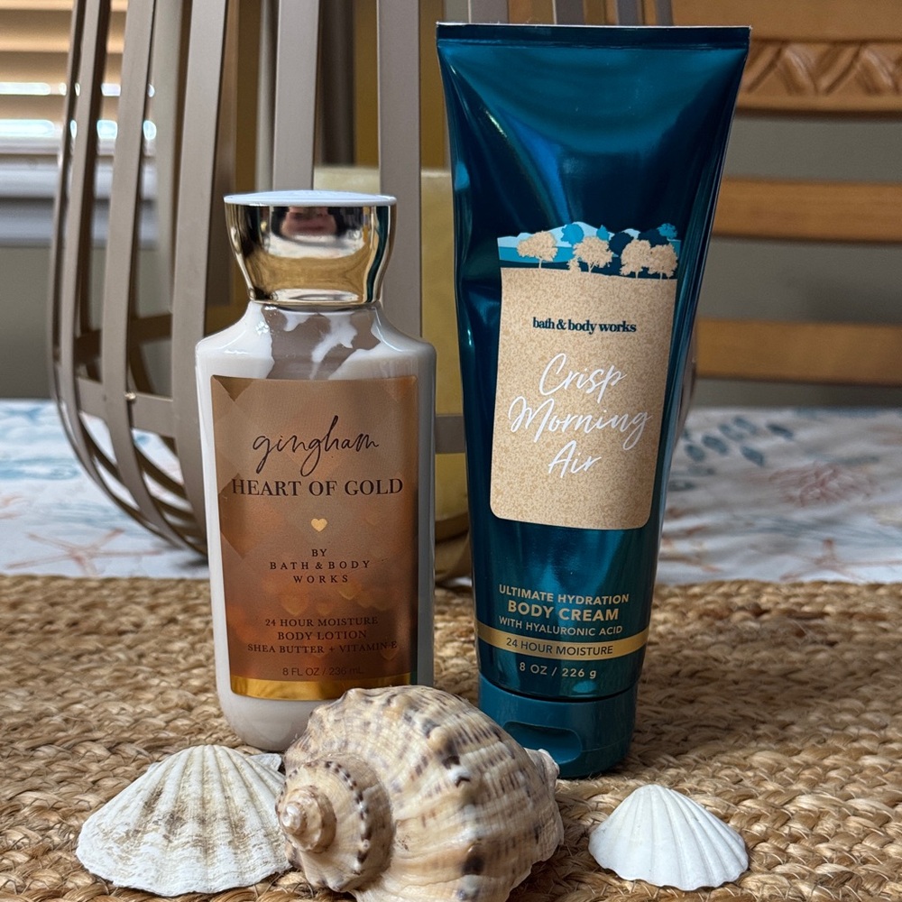 Bath and Body Works Gingham Heart of Gold and Crisp Morning Air Lotions